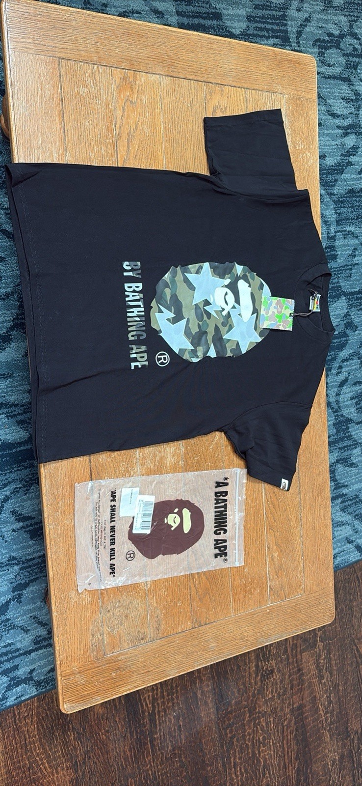 A Bathing Ape BAPE Men's Black Graphic Logo Crew Neck Short Sleeve T-Shirt L gallery