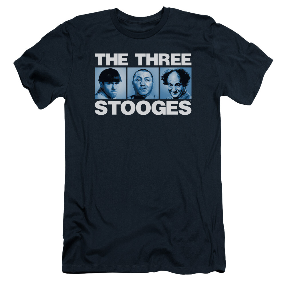 Three Stooges Slim Fit T-Shirt Headshots Navy Tee