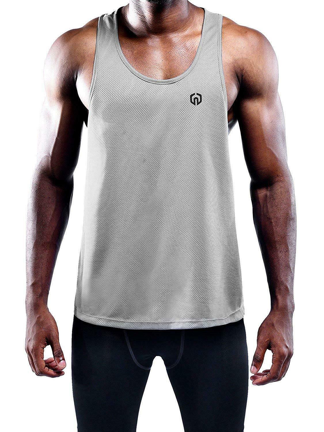 NELEUS 'Dry Fit Logo Muscle' Mesh Tank Top Men's S Gym Workout Exercise Grey NWT gallery