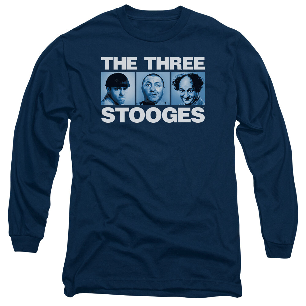 Three Stooges Long Sleeve T-Shirt Headshots Navy Tee gallery