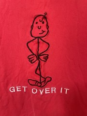 Vintage 90s “Get Over It” Stick Figure T-Shirt Red Premier Sportswear Funny Logo