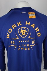 Ariat Men’s Rebar Heat Fighter Work Hard T Shirt Pocket Long Sleeve Blue