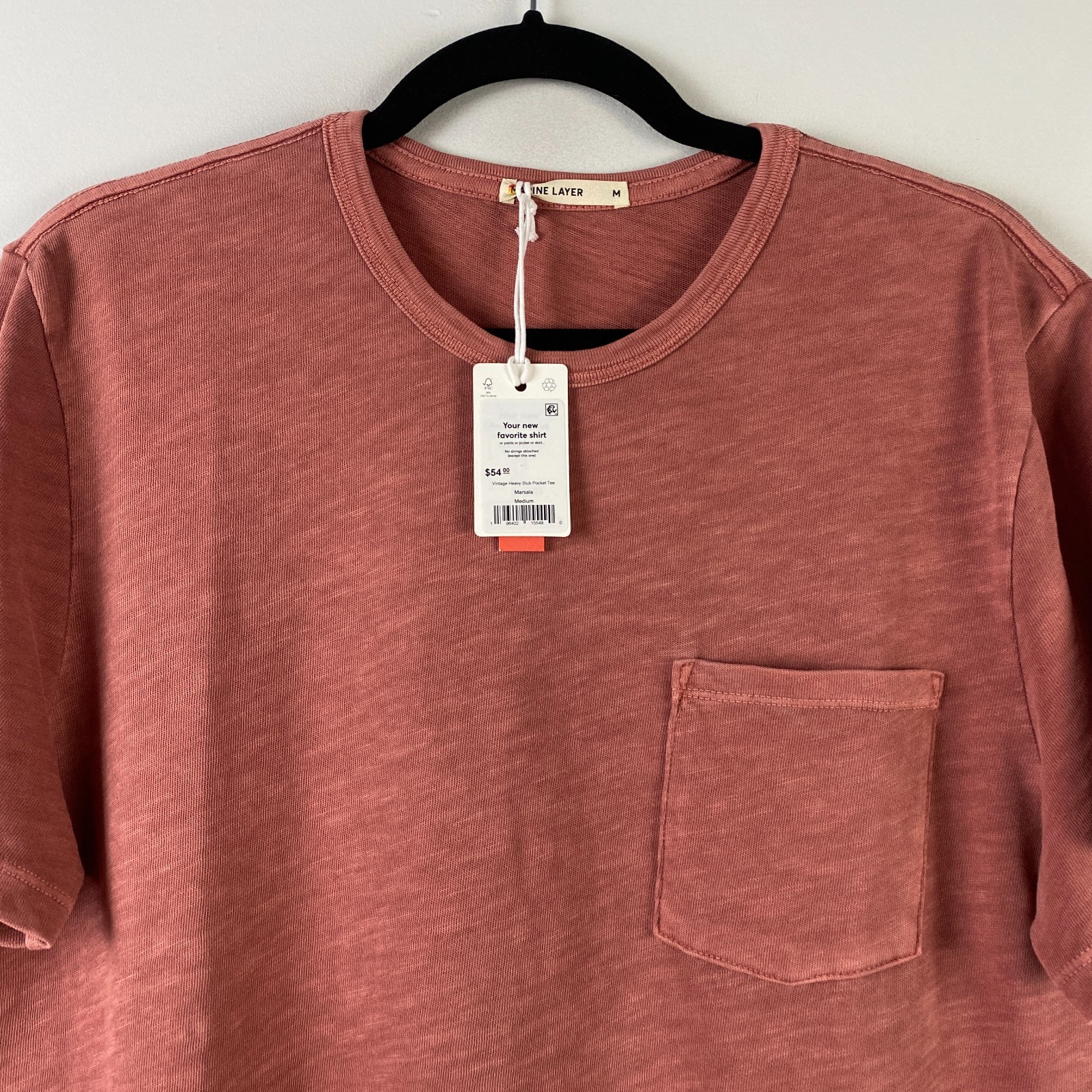 Marine Layer Tee Mens Size M Vintage Heavy Slub Pocket Rust Red Short Sleeve gallery