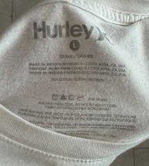 Hurley Men’s Size Large White Short Sleeve T-Shirt With Square Hurley Logo
