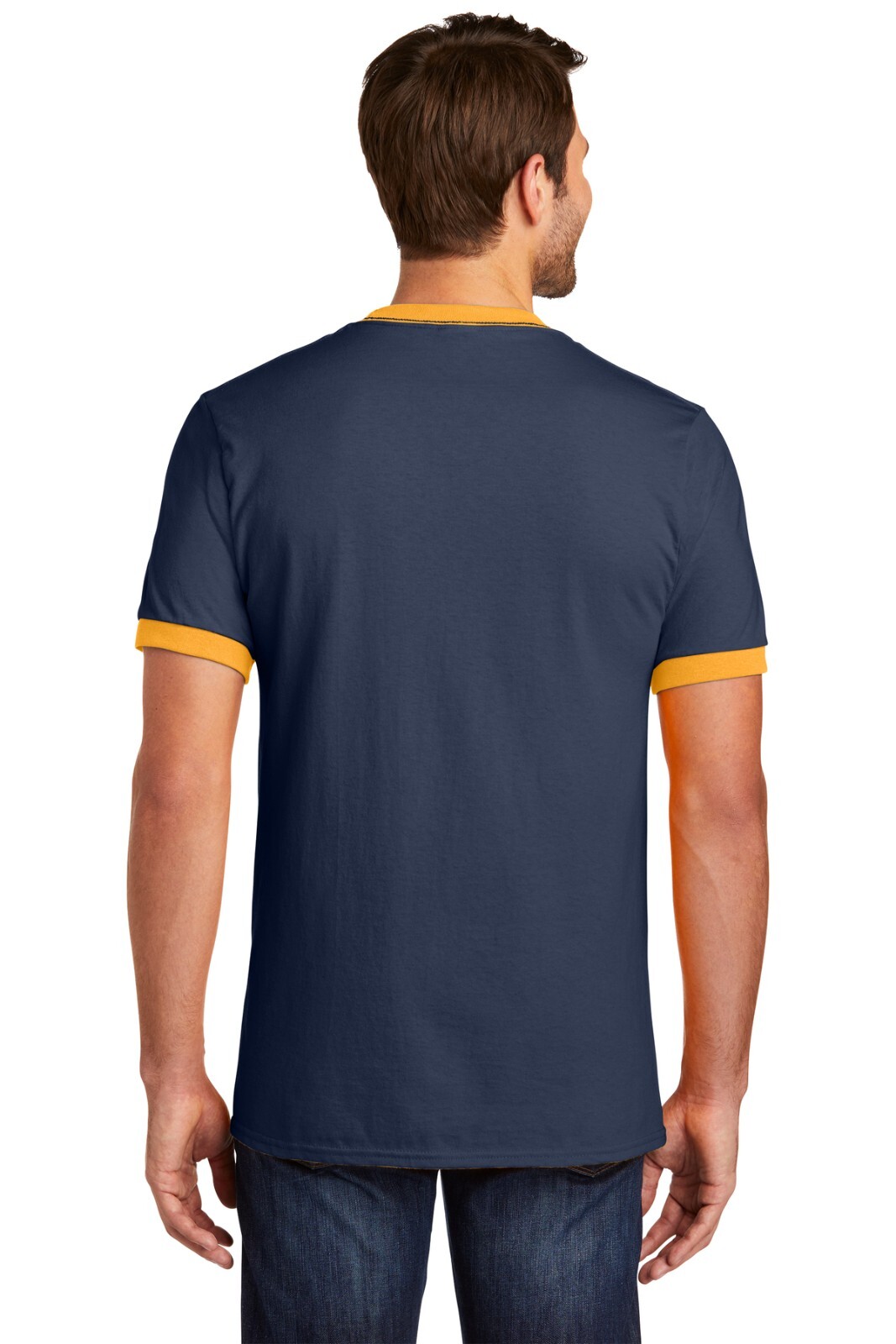 Port & Company PC54R Mens Short Sleeve Retro Ringer Crew Neck Cotton T-Shirt gallery