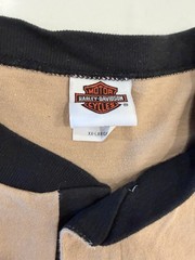 Vintage Harley Davidson Tan Graphic Quarter Button Henley Style T-Shirt Size XXL