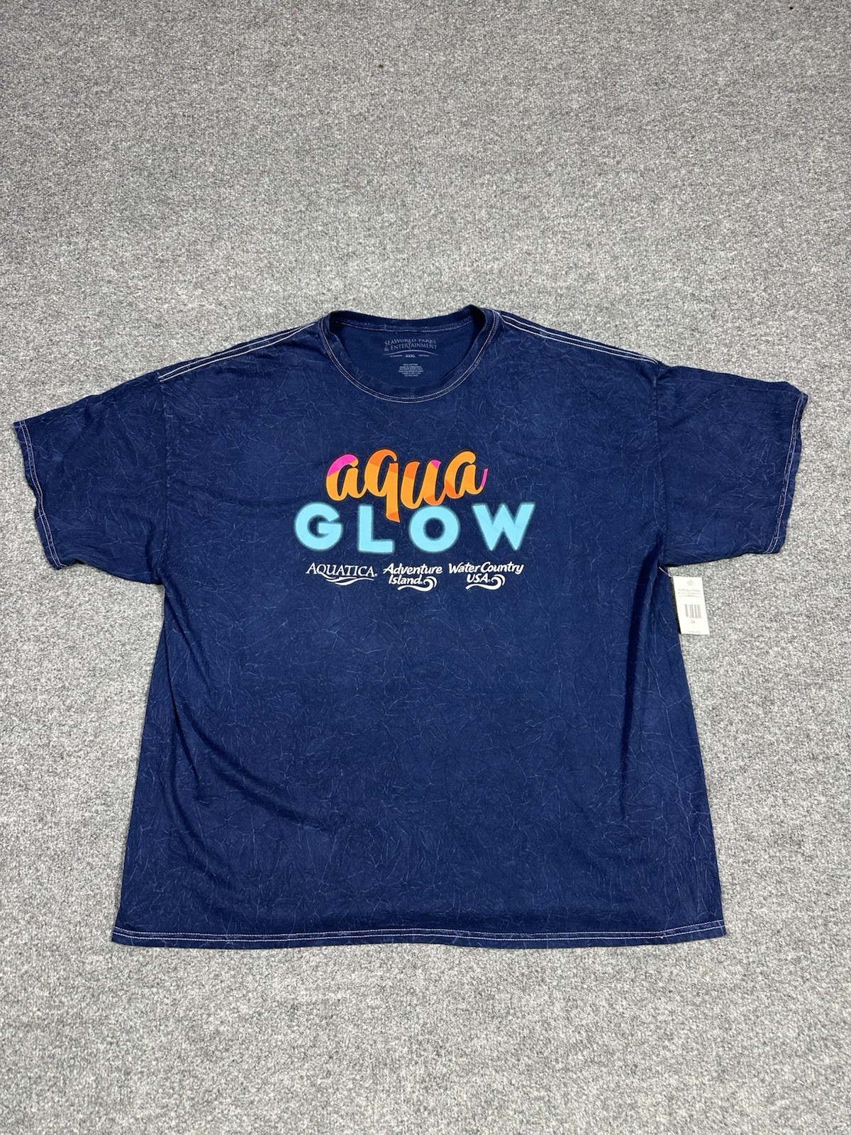 SeaWorld Aquatica Aqua Glow Shirt XXXL 3XL Blue Short Sleeve Cotton NEW