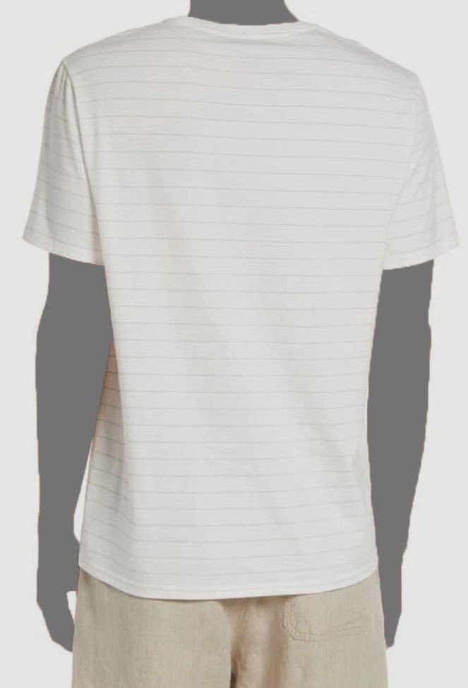 $126 Vince Men's Beige Striped Cotton Crewneck T-Shirt Size L gallery