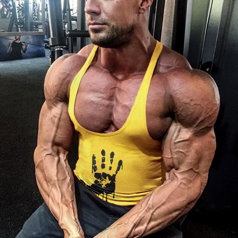 New Hand Design Athletic Men Gym Workout Fitness Stringer Men's Sleeveless gallery