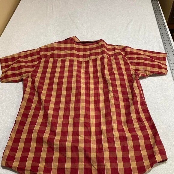 Platini XL Men Burgundy and yellow checkered button up shirt. SKU202 gallery