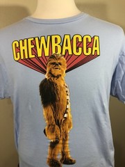 Star Wars Large T-shirt Chewbacca Classic Retro Look Light Blue Darth Vader