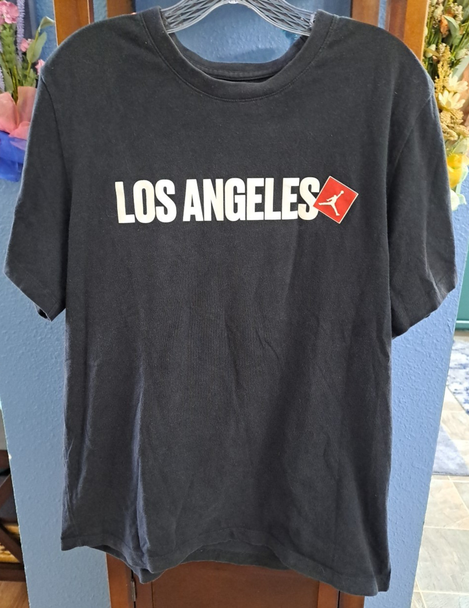 Nike Air Jordan Los Angeles City Men’s T-Shirt Black Size L Faded Vtg Look DD803