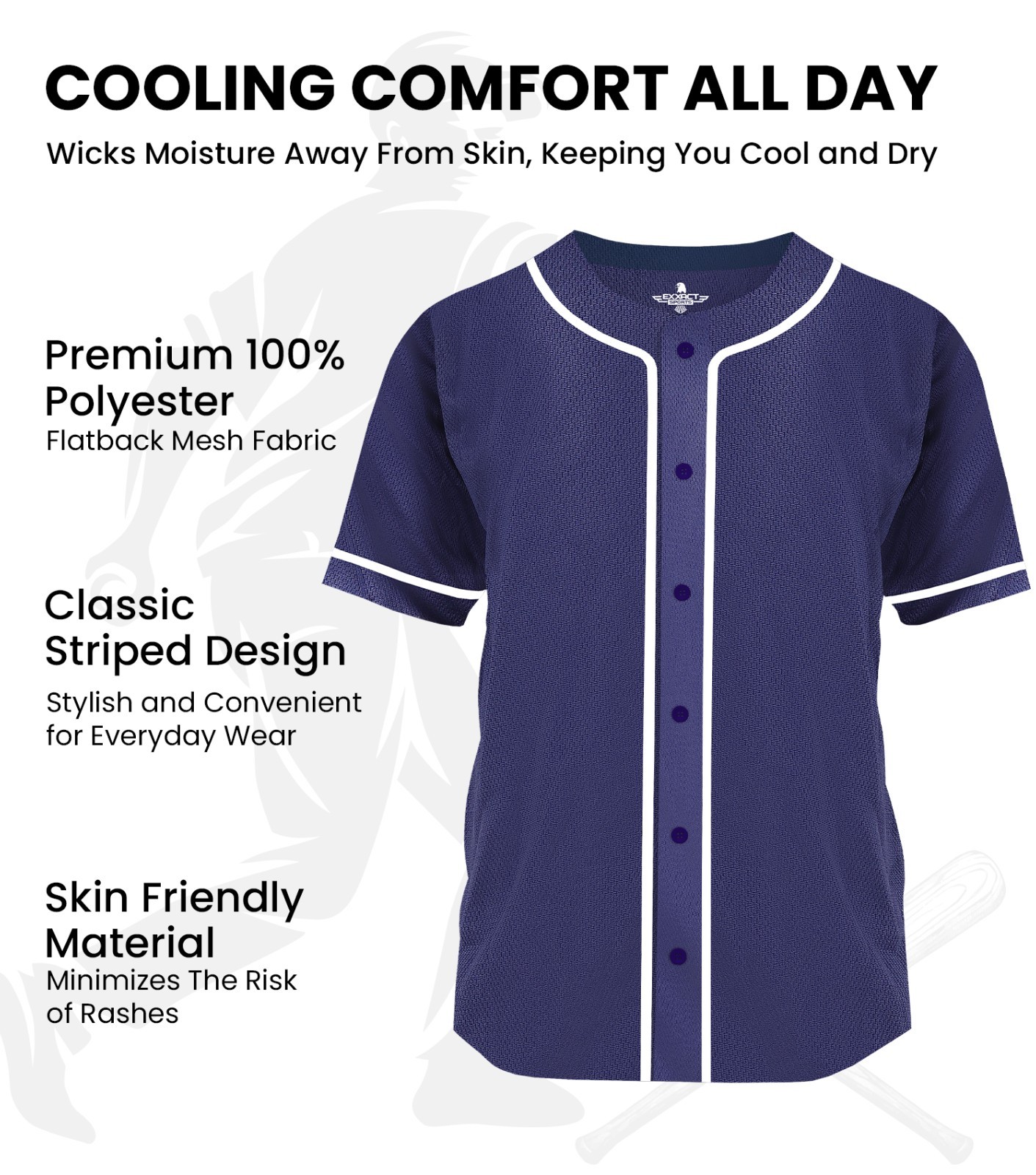 Exxact Sports Blank Baseball Jersey Men, Full Button Down Plain Baseball Jersey gallery