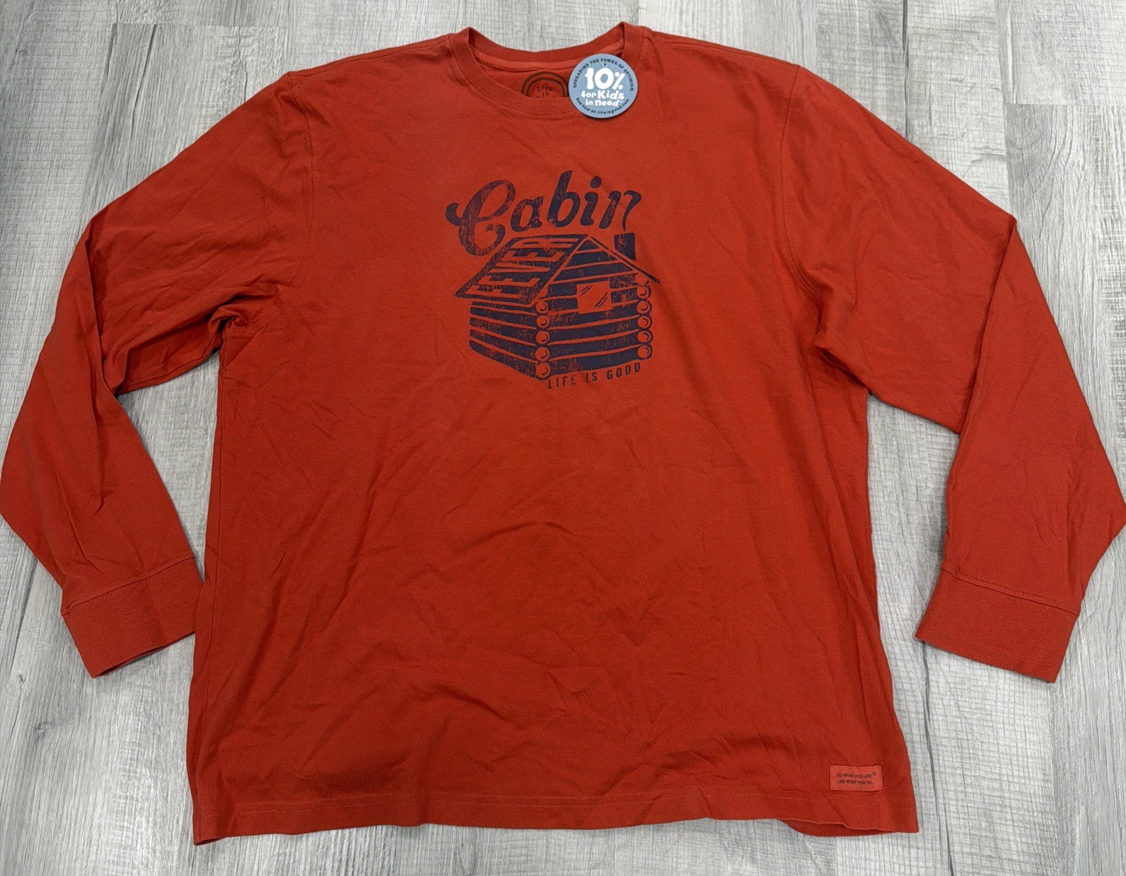 Life Is Good Long Sleeve T-Shirt Men’s X-Large Classic Fit Orange Cabin Outdoor