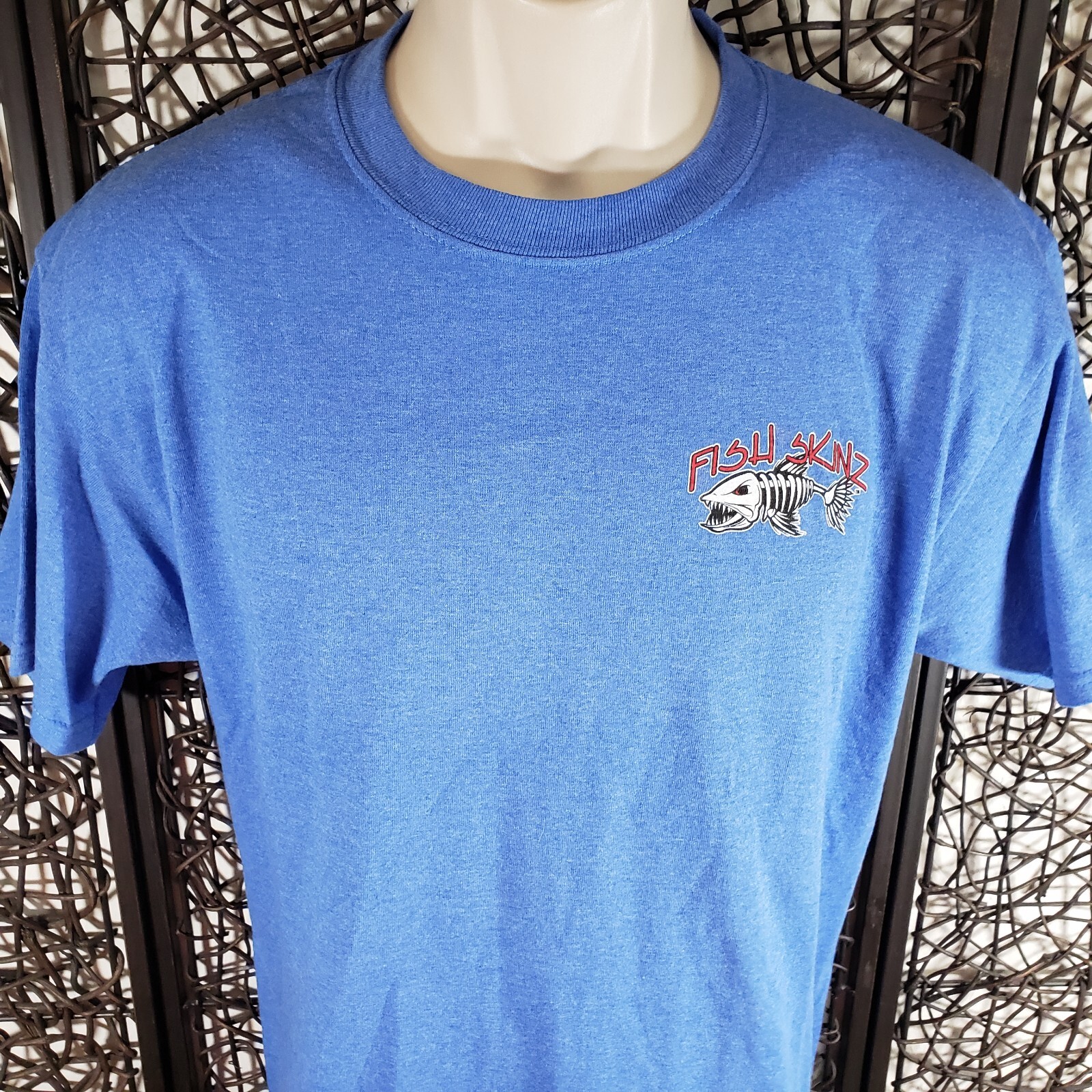 NWT FISH SKINZ MENS SHORT SLEEVE T TEE SHIRT SZ. M BLUE DOUBLE SIDED COTTON POLY gallery