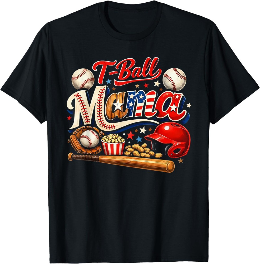 T-Ball Mama Patriotic Baseball Game Mother’s Day T-Shirt