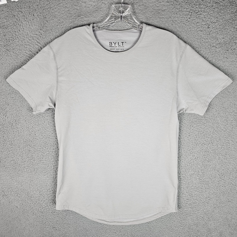 BYLT Premium Basics Drop Cut T-Shirt Mens M Curved Hem Lux Short Sleeve Pullover