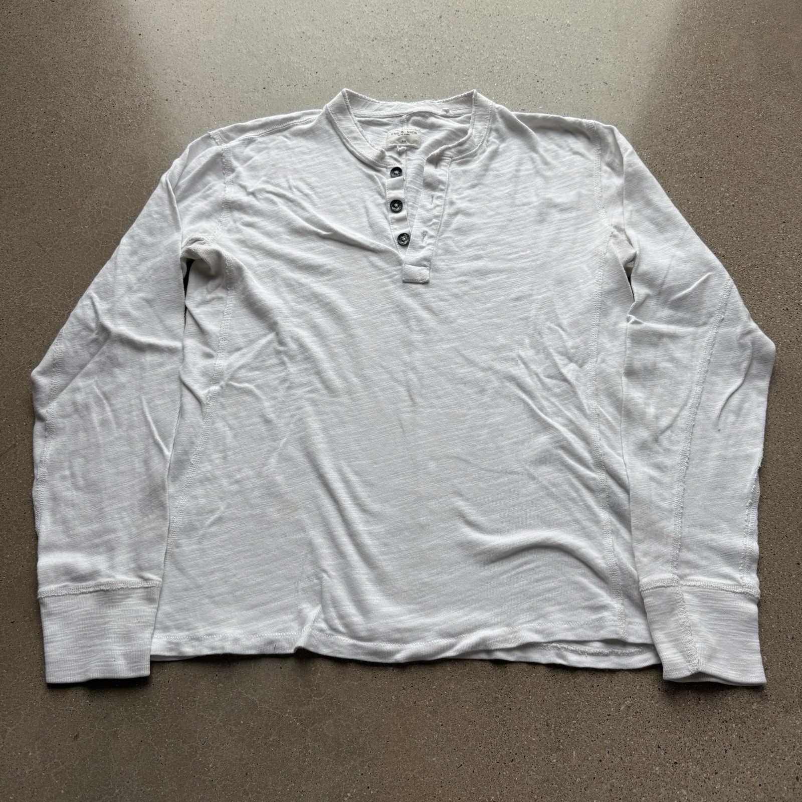 Rag & Bone Classic Henley Shirt Mens Size Small White Peruvian Cotton gallery