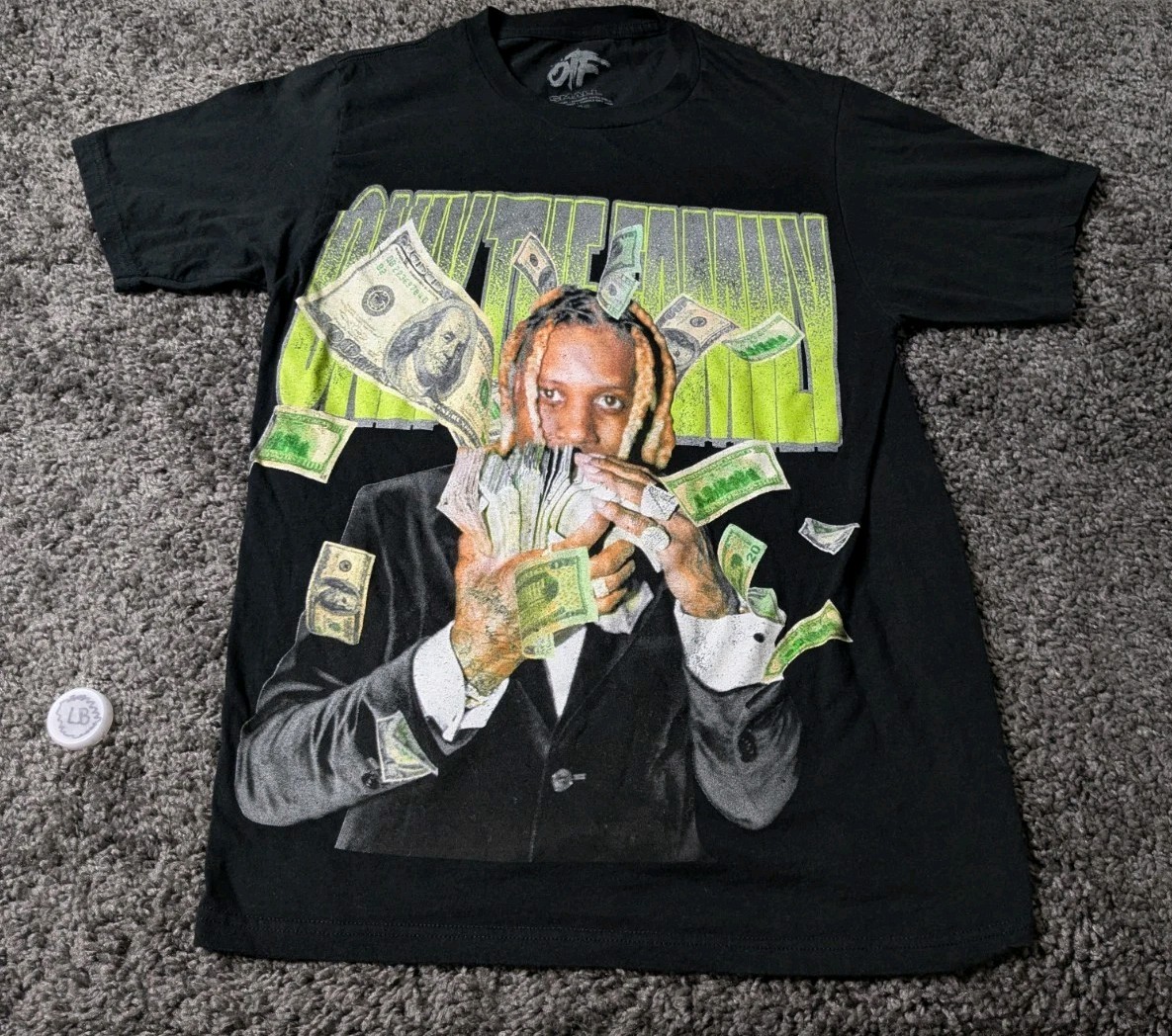 Lil Durk Shirt Men's S Black Graphic OTF Money Stacks Short Sleeve gallery