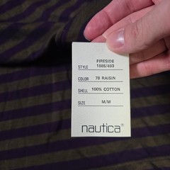 Nautica Mens Medium Mock Neck Long Sleeve Shirt Raisin Purple Striped Cotton