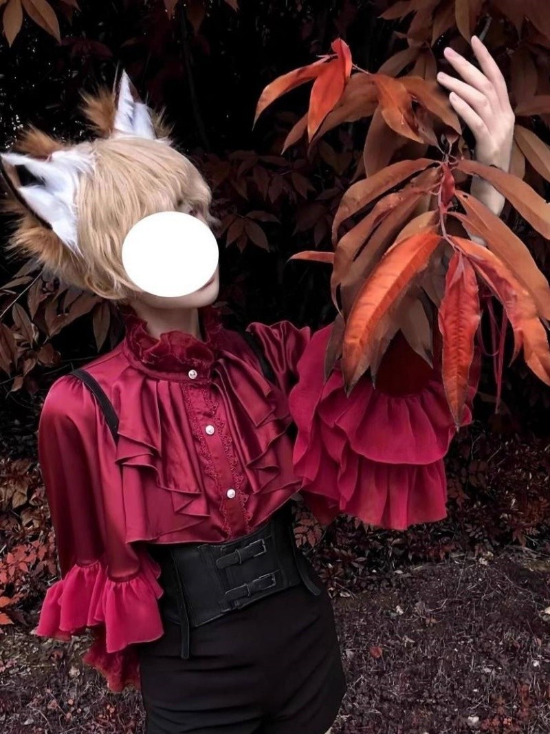 Men's retro gothic style Long-sleeved ruffled shirt Loose blouse unisex gallery