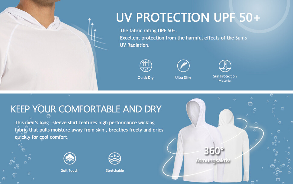 Men's Sports Hoodie UPF 50+ Outdoor Fishing Sun Shirt Skin Protection UV Shirt gallery