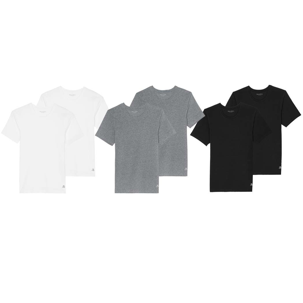 Marc O’Polo Men’s 2 Pack Crew Neck T-Shirts Essentials Organic Cotton Stretch
