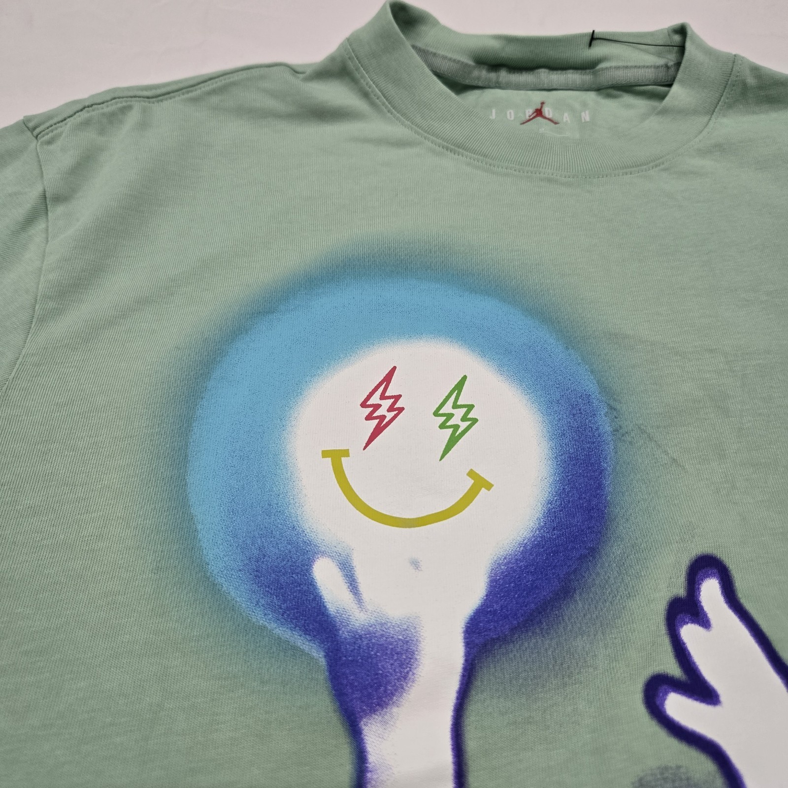 NEW Men's MEDIUM Air Jordan x J Balvin Enamel Mint Green T-Shirt DR2962 *FLAWS gallery