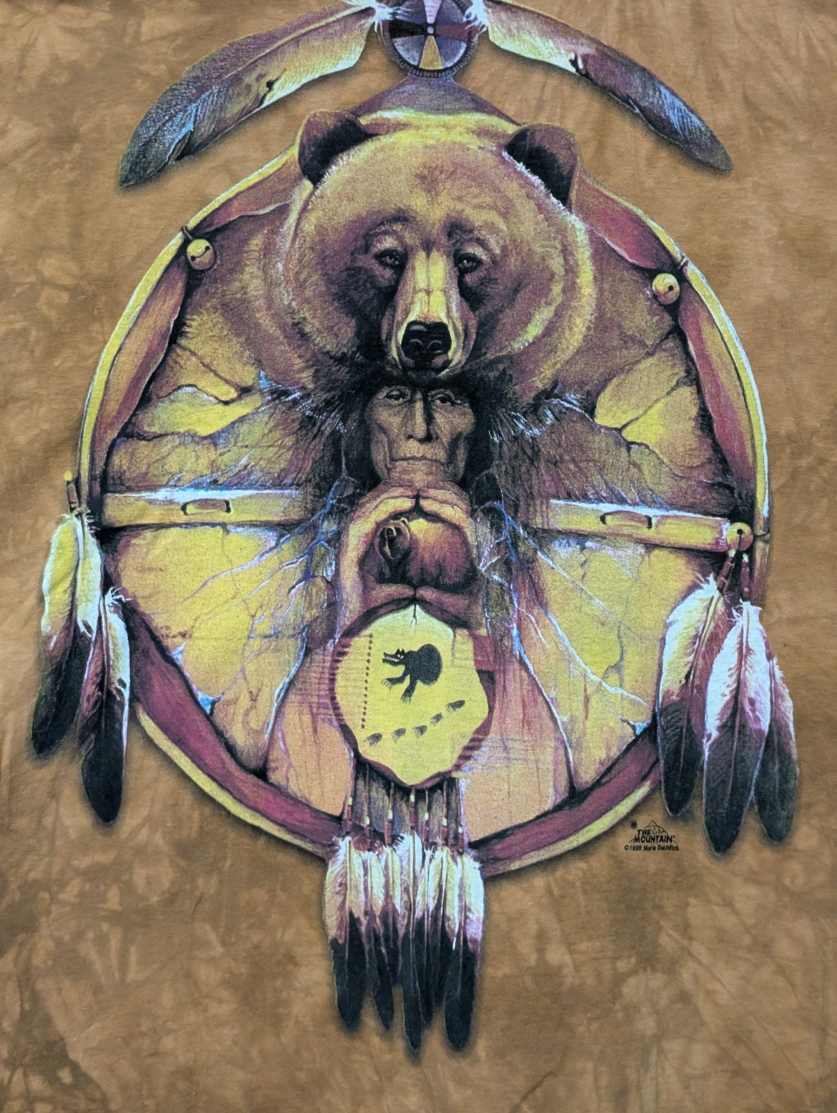 The Mountain Mens T-shirt Vintage 1999 Brown Bear Shield Flawed XL #6699