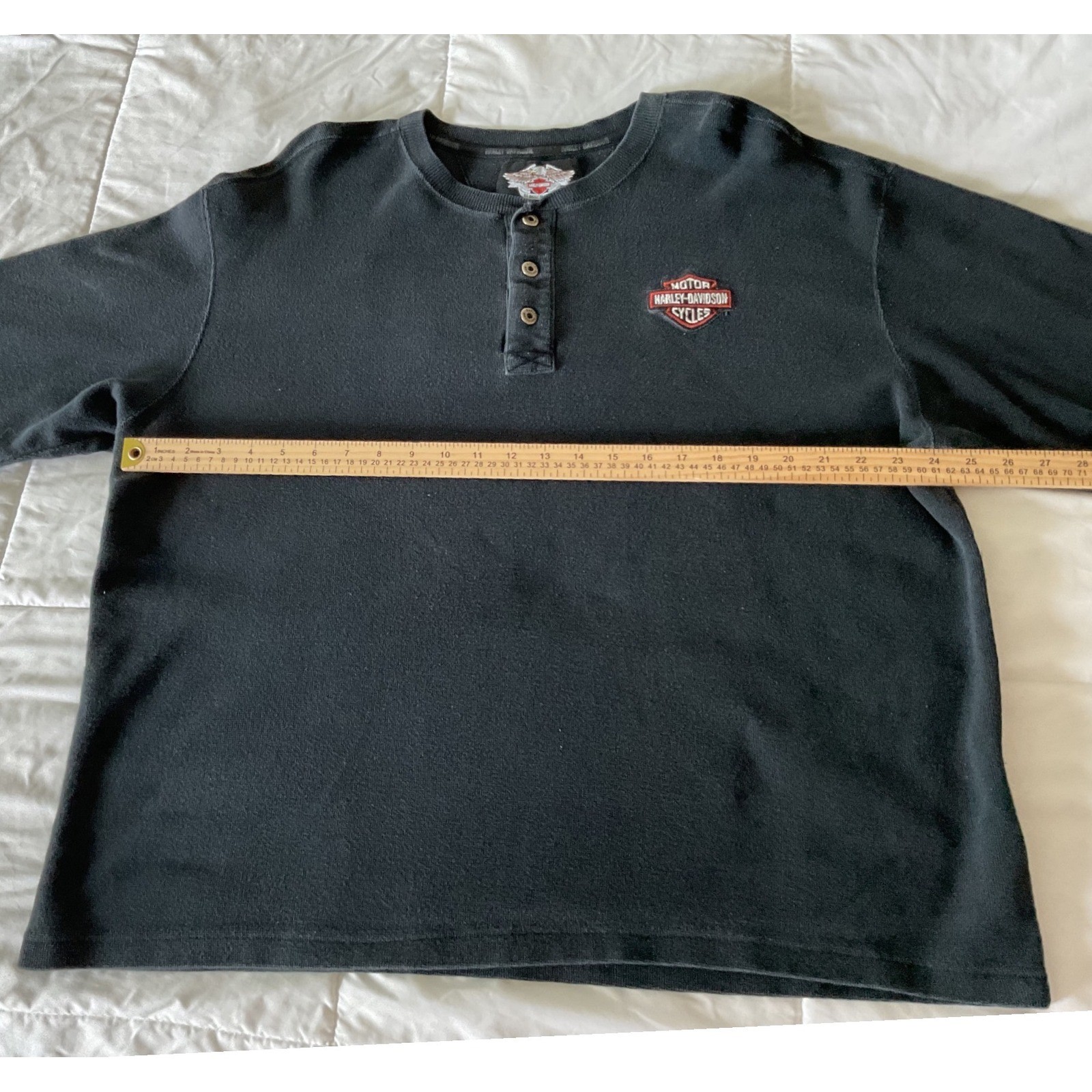 Harley-Davidson Mens Black Waffle Knit Henley American Legend Shirt 99011-07VM gallery