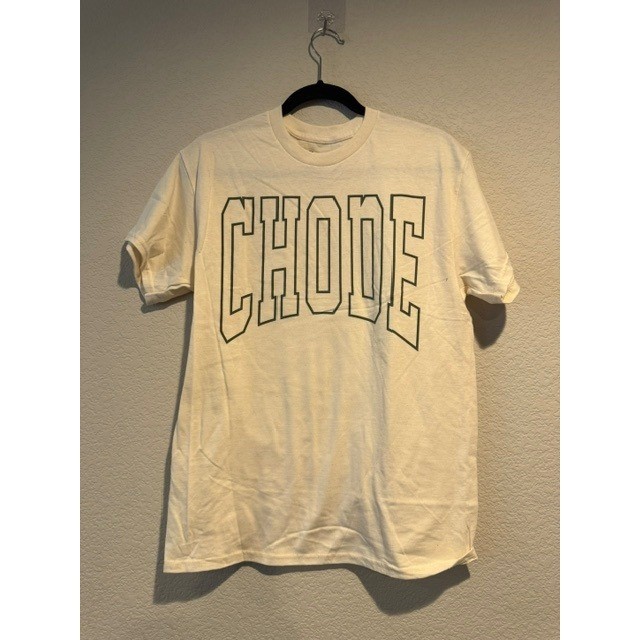 Spencers Graphic Tee Cream Mens Medium CHODE Collegiate Block Letter T-Shirt