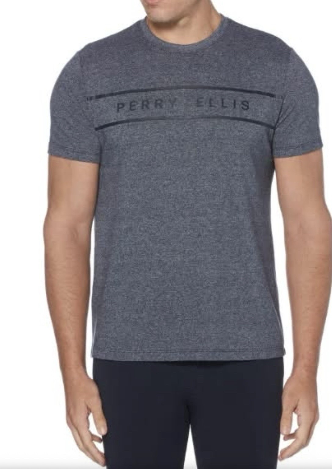 Perry Ellis Men’s Logo Crew Neck Short Sleeve T-Shirt Gray Size L gallery