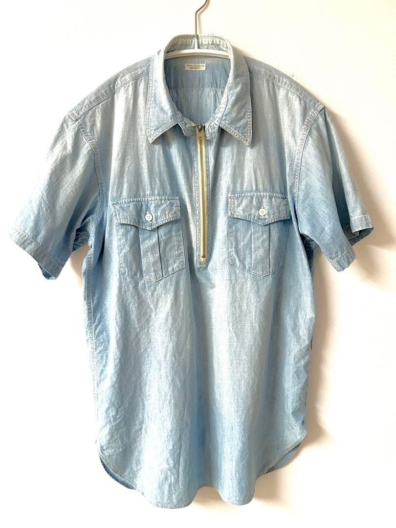 Phigvel Chambray Short Sleeve Shirt M Zip-Up Design gallery
