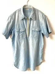 Phigvel Chambray Short Sleeve Shirt M Zip-Up Design
