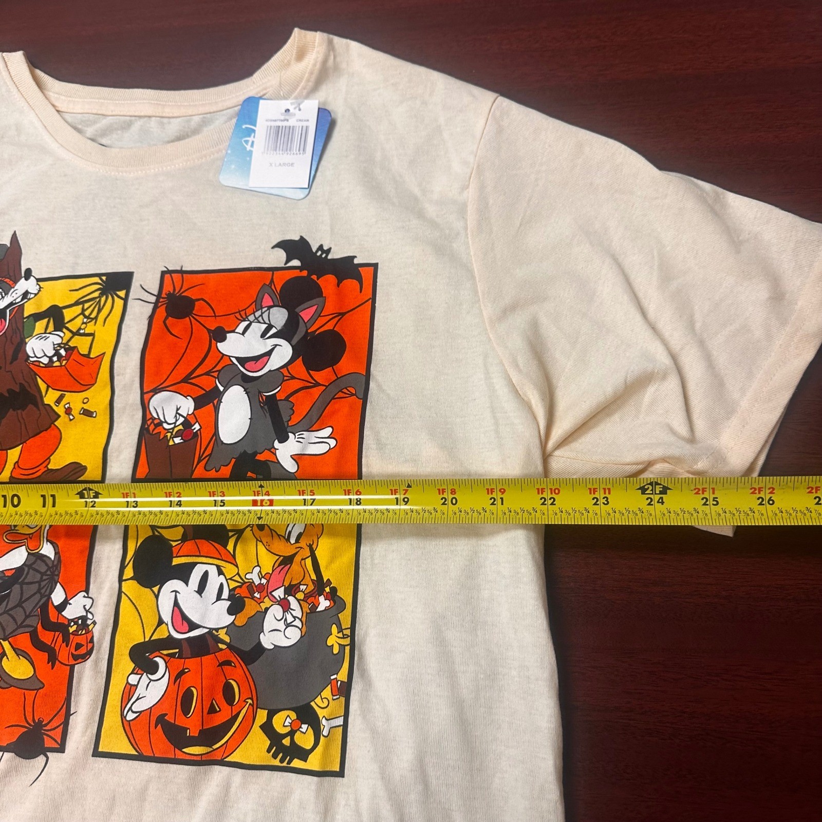 Disney Halloween Cream Graphic T-Shirt Size XL Mickey Mouse Donald Duck Goofy gallery