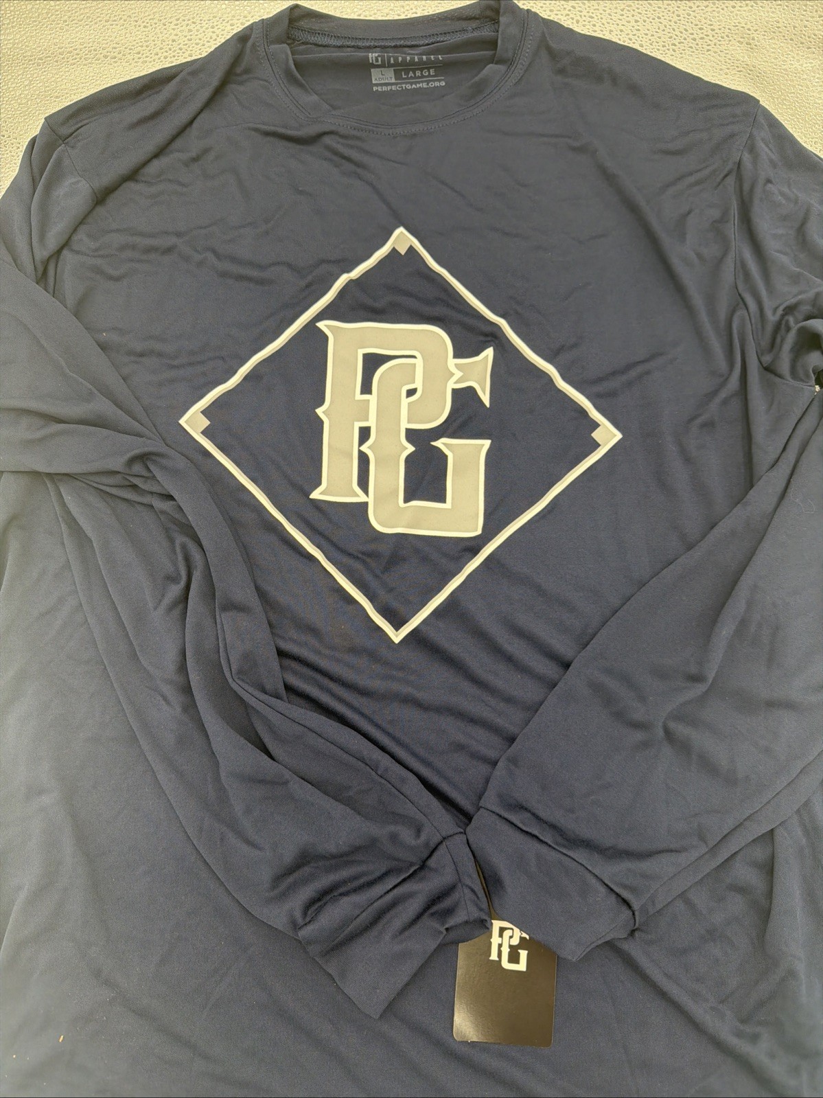 Men’s Sz L Perfect Game Baseball Navy Blue Long Sleeve Shirt PG gallery