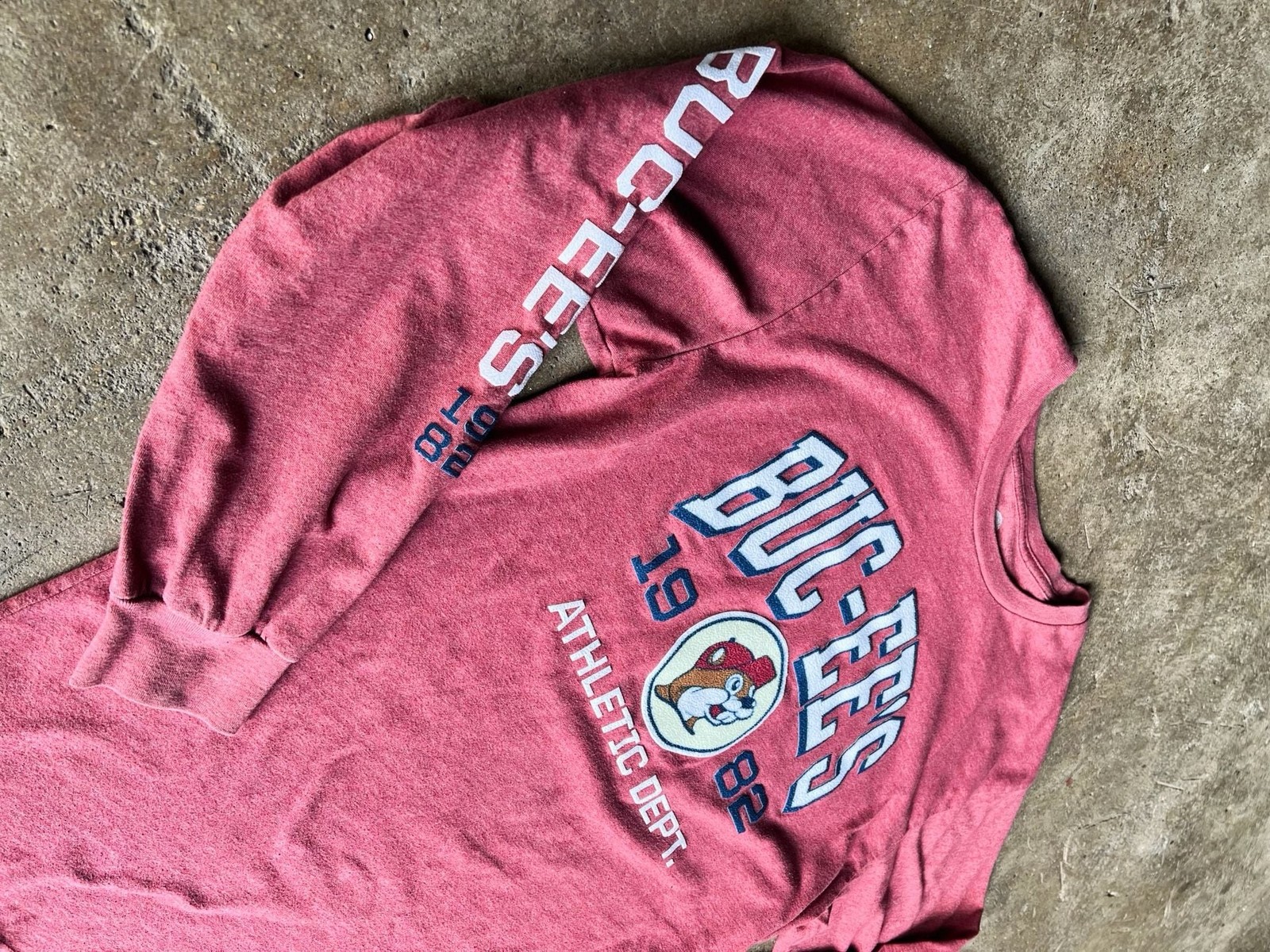 Buc-ee's Athletic Dept. 1982 Red Heather Long Sleeve Graphic T-Shirt gallery