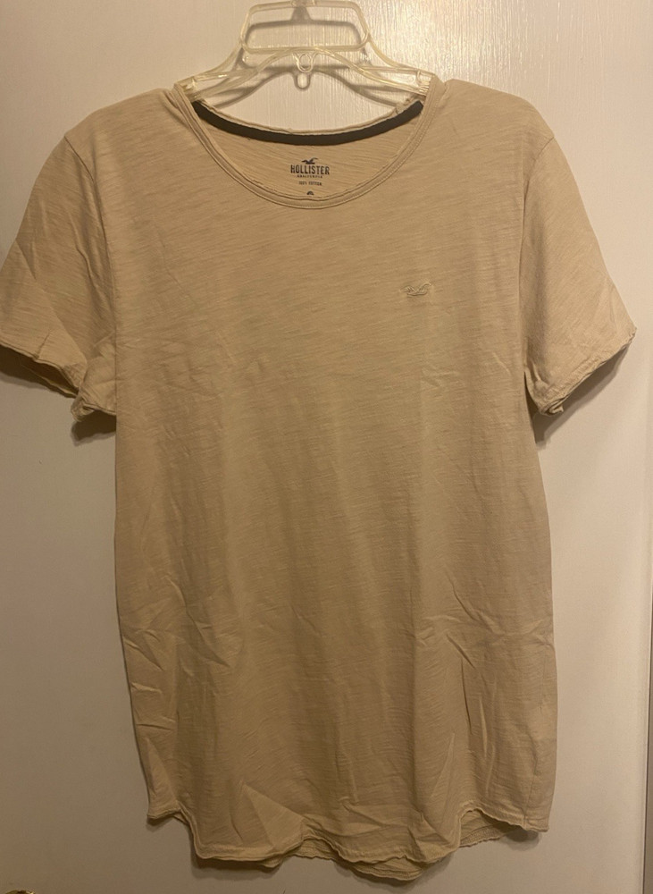 Hollister Men’s Size Medium Heather Tan Burnout print small bird rolled hem NWOT