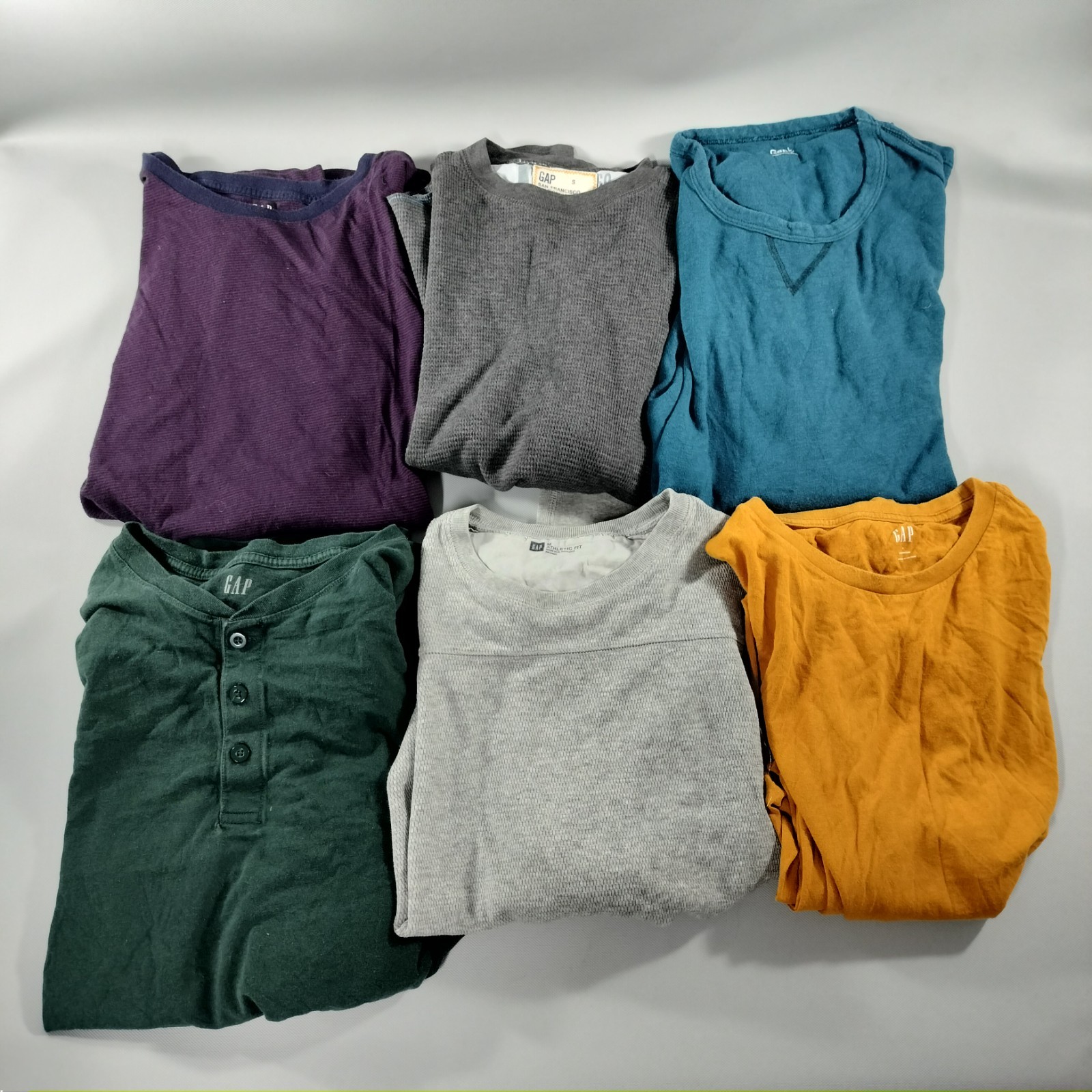 Gap Lot of 6 Crew Neck Pull On Long Sleeve T-shirts Mens Size S/M/L