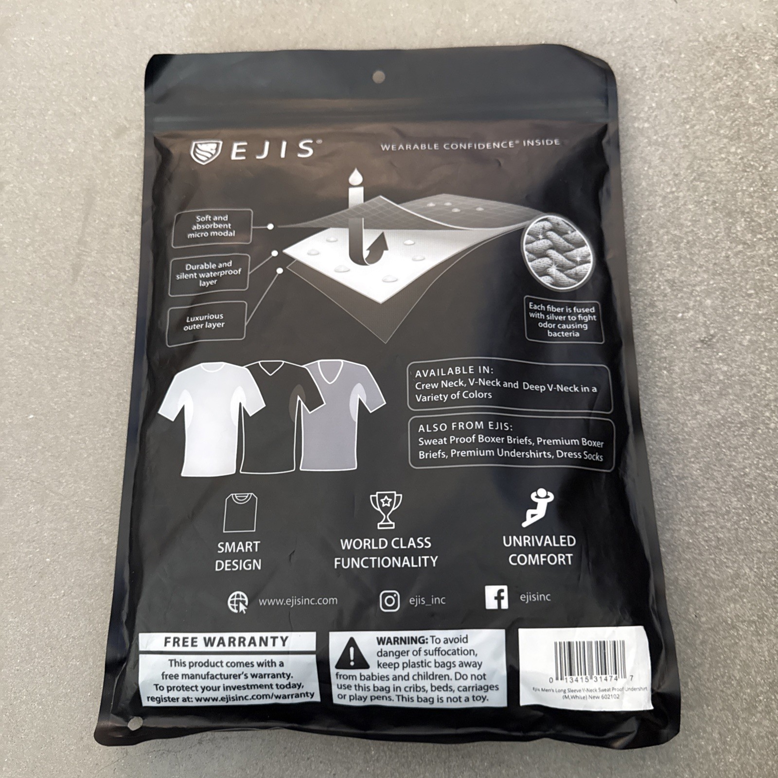 Ejis Sweat Proof Undershirt Mens V-Neck Size M gallery