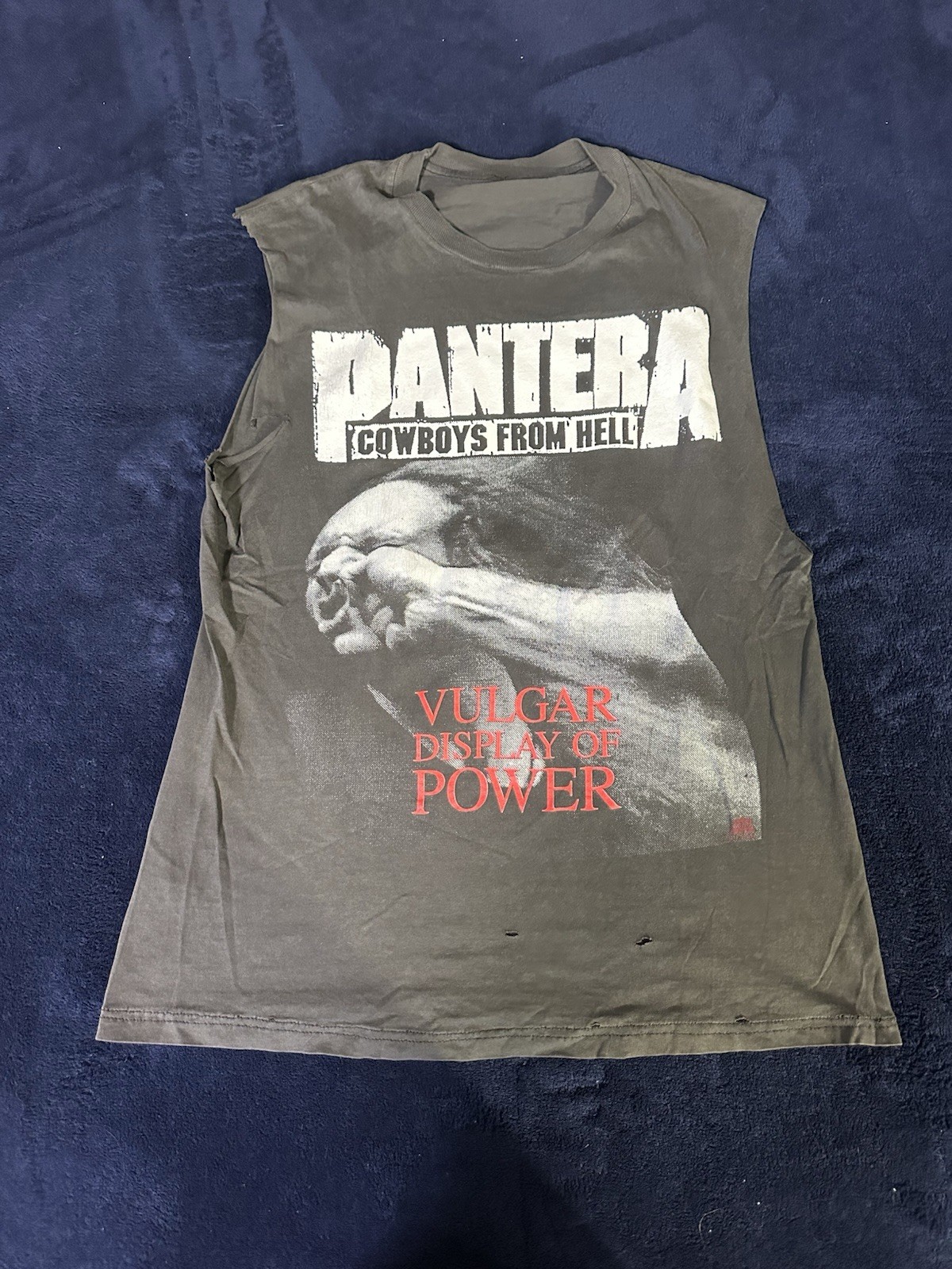 Pantera Vulgar Display Of Power Original Vintage Cut Off Sleeves Large Shirt gallery