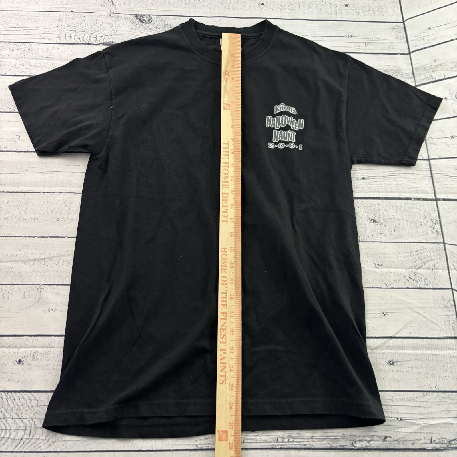 VTG Knotts Scary Farm Halloween Haunt 2001 Short Sleeve T Shirt Men's Me Black gallery