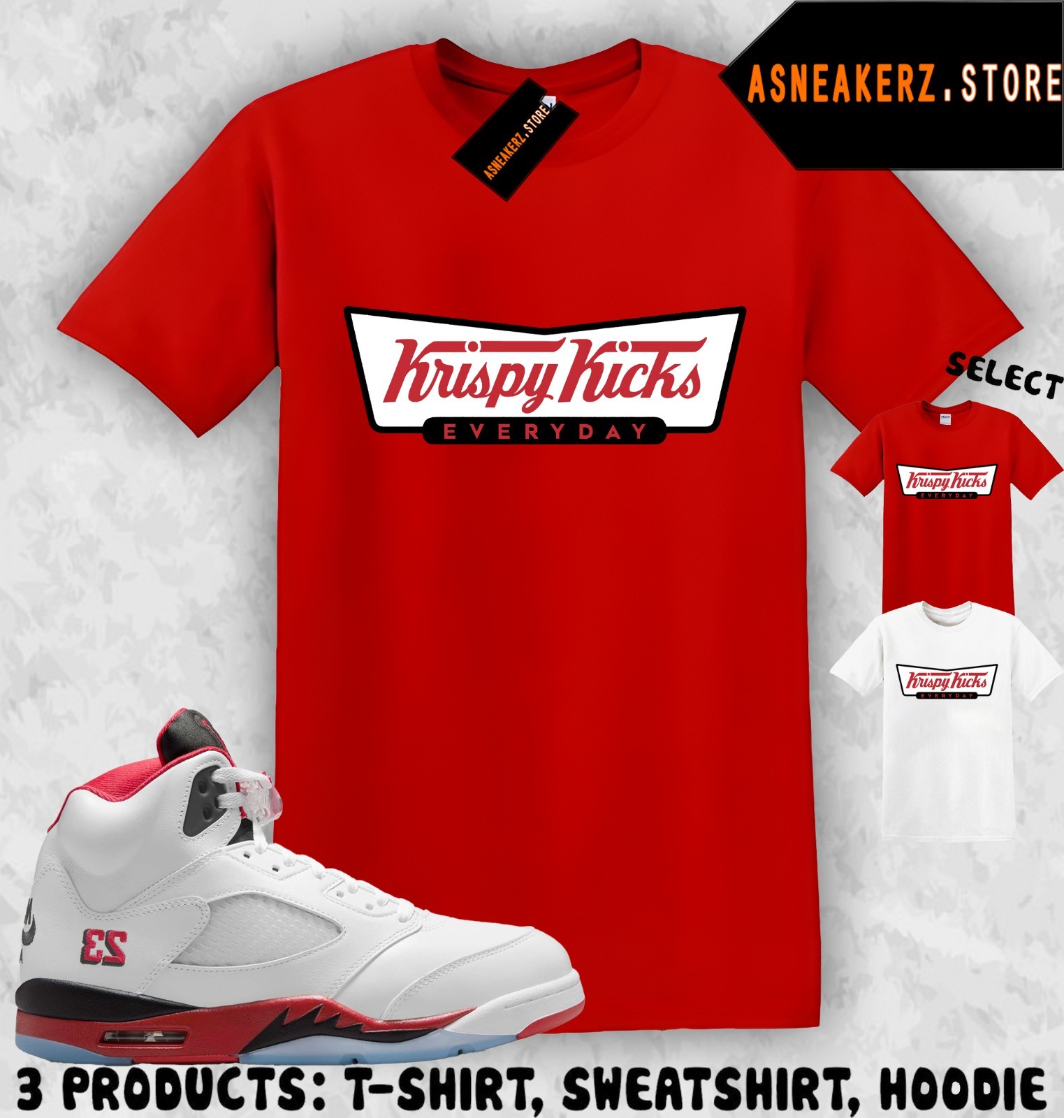 Tee Shirt Matching 5 OG Fire Red 2025 To Match Sneaker Krispy Kicks T-Shirt gallery