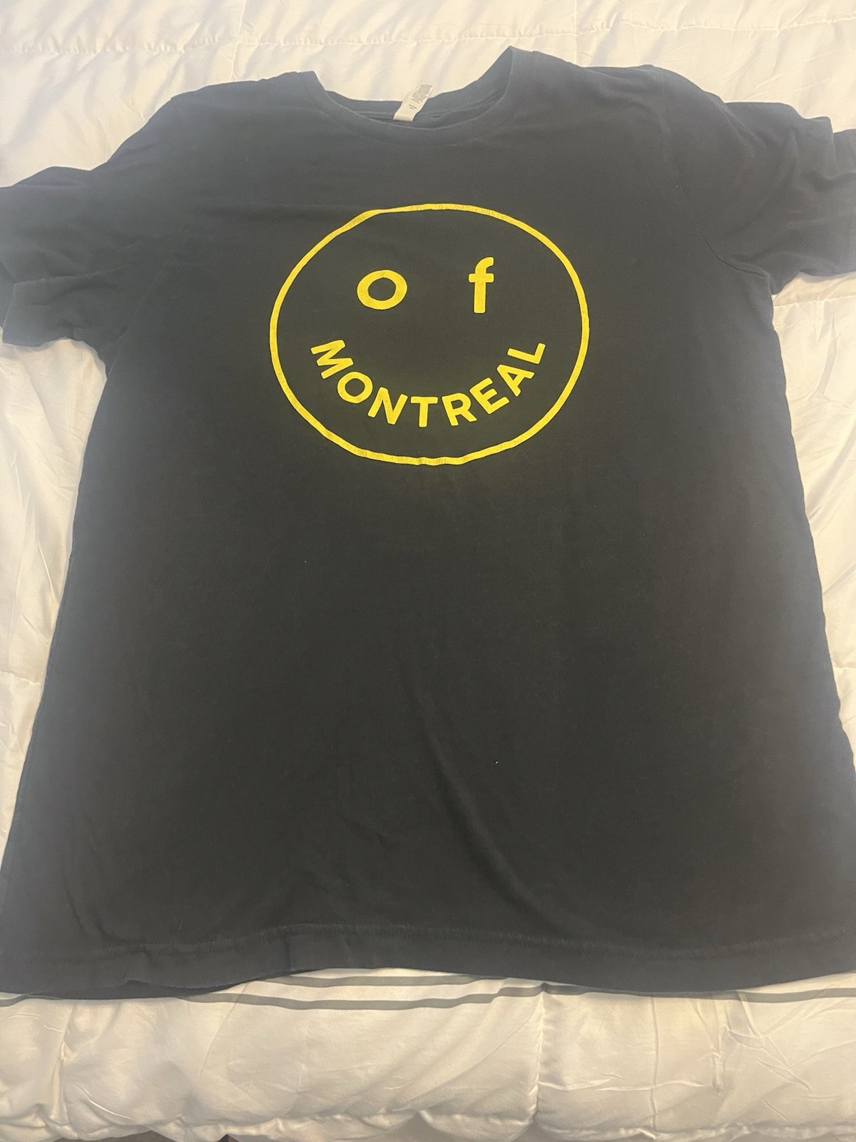 Of Montreal Yellow Circle Logo Graphic Black Tee Unisex L