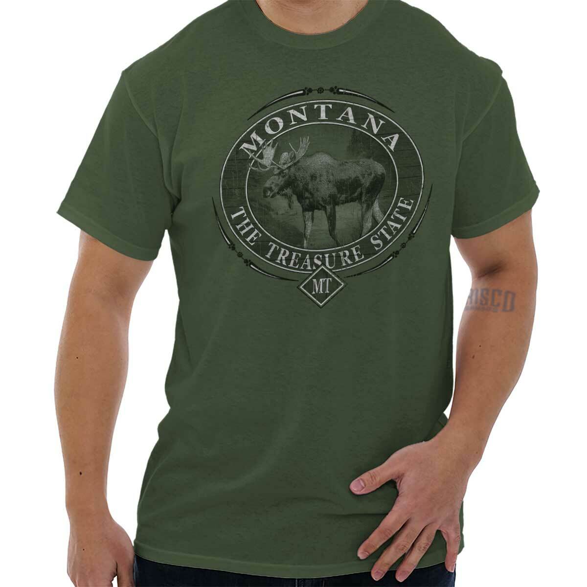 Montana Treasure Mountain Moose Wildlife MT Adult Short Sleeve Crewneck Tee gallery