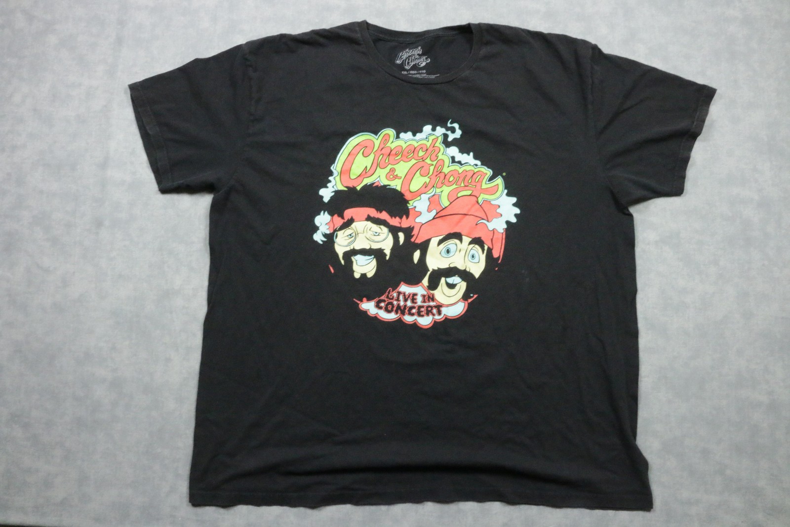 Cheech & Chong Shirt Mens 2XL Black Live In Concert Graphic Tee Comedy Music