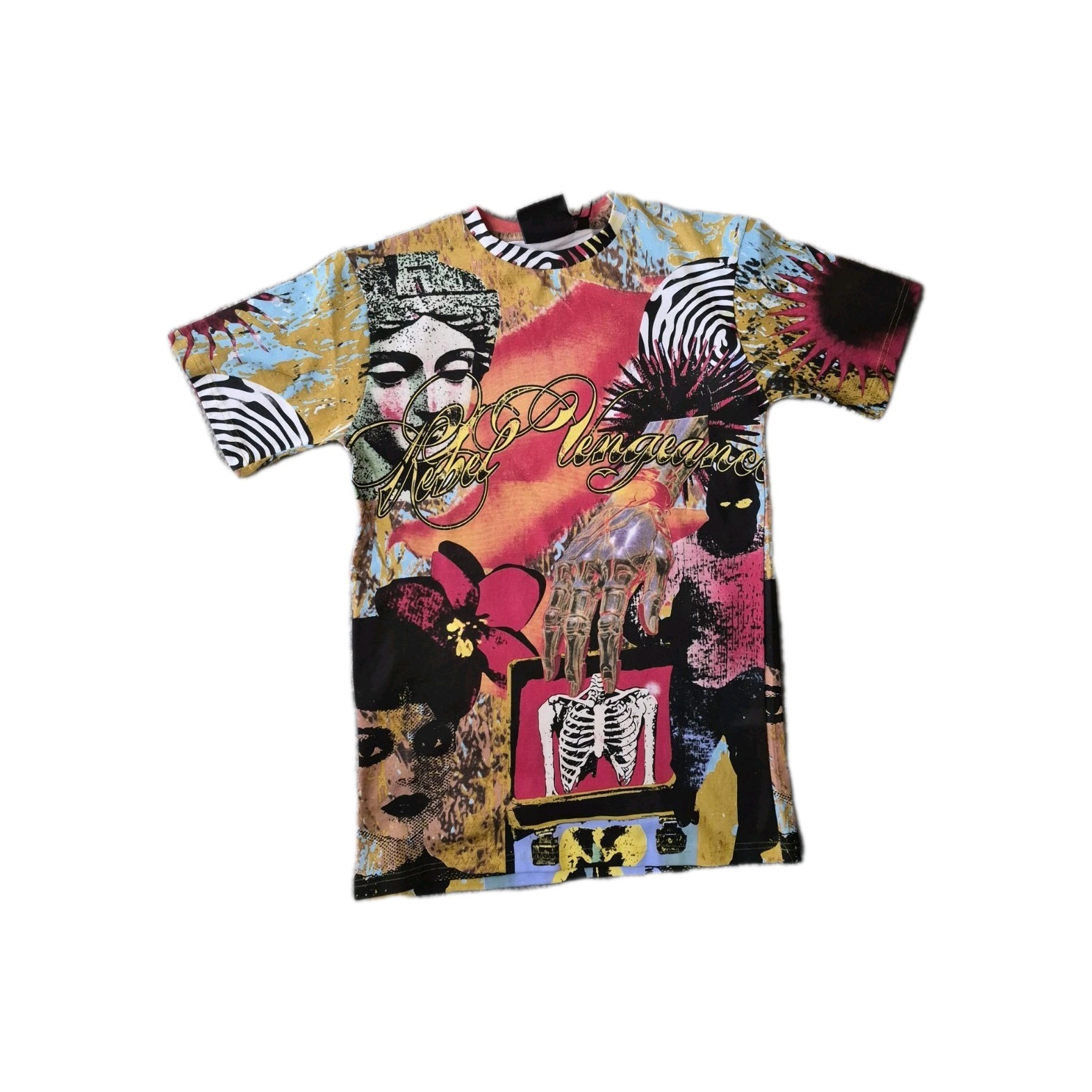 Rebel Men's Multicolor Graphic Print Logo Crew Neck Short Sleeve T-Shirt Size S gallery