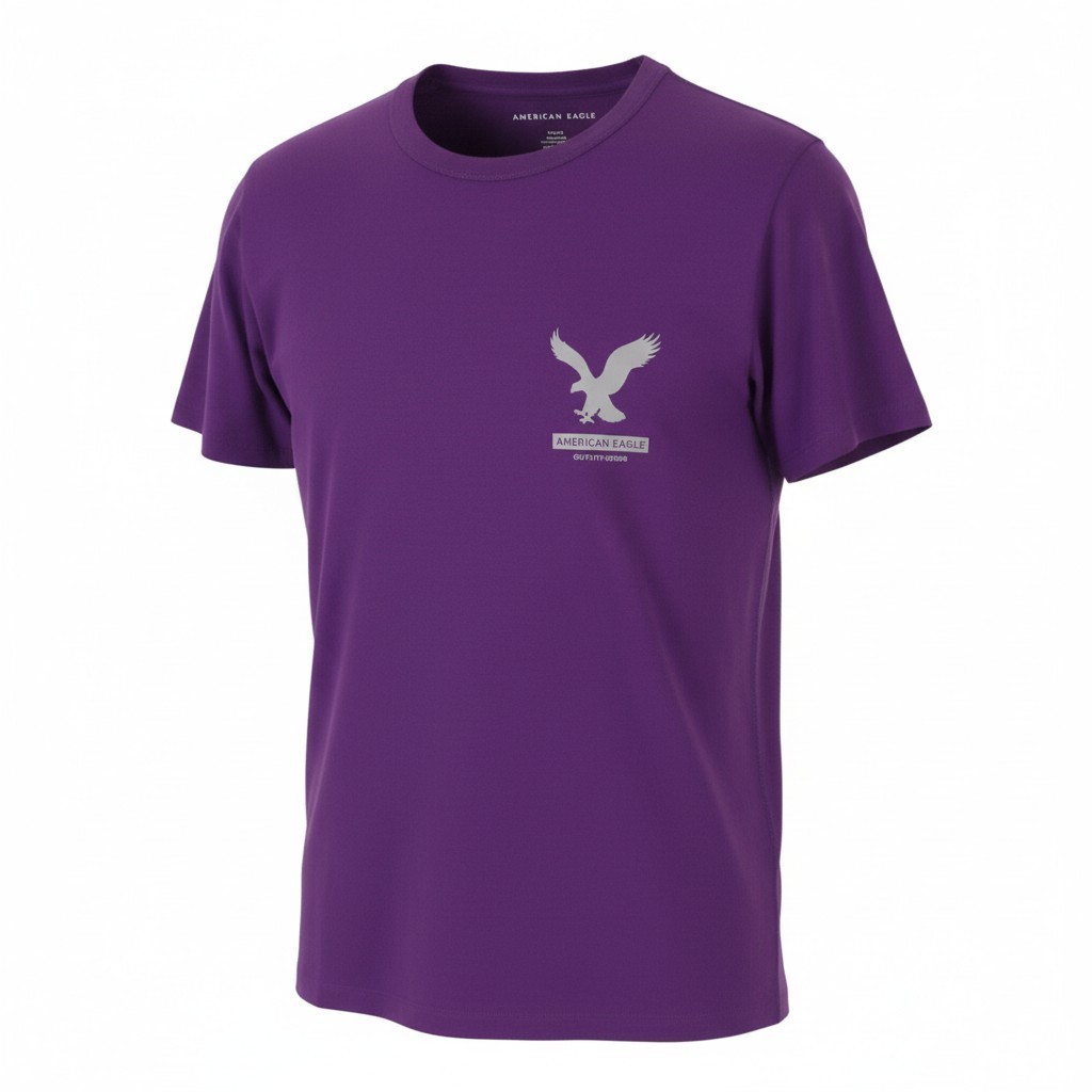 American Eagle Outfitters Classic Fit Men T-Shirt Kurzarm Lilac Cotton Blend gallery