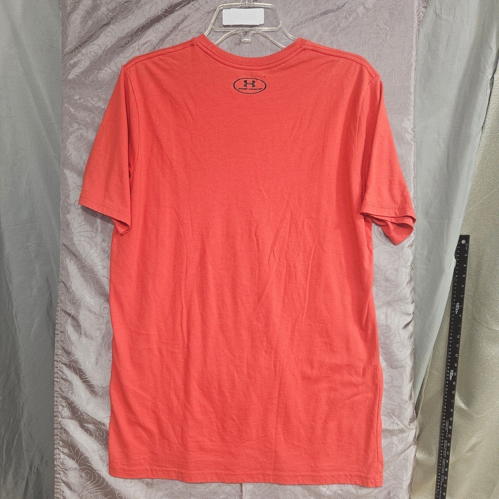 Under Armour Mens HeatGear Loose Fit Graphic Box Logo T-Shirt Orange Red MD gallery