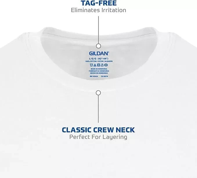 Gildan Men's Crew Neck T-Shirts, 6 Pack, White Tees, 100% Cotton gallery